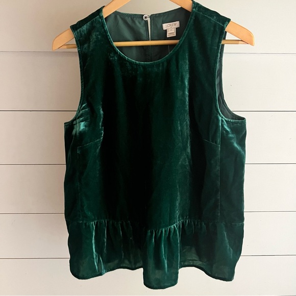 J. Crew Tops - J.Crew Emerald Green Velvet Sleeveless Top Size 10